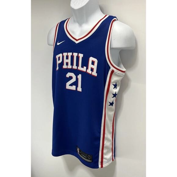 Nike Swingman Joel Embiid #21 Basketball Jersey Philadelphia 76ers NBA Sz S EUC - Picture 5 of 10